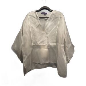 Ralph Lauren Purple Label White Oversized Flowy Blouse – Women's Size Small